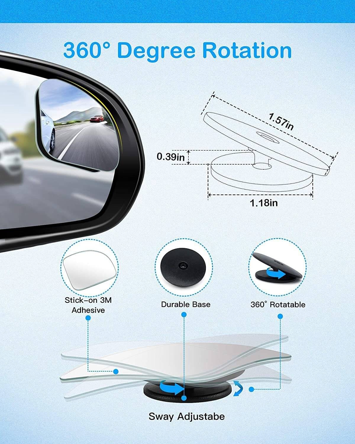     			CAMPARK Side Mirror Visor Transparent Set of 2