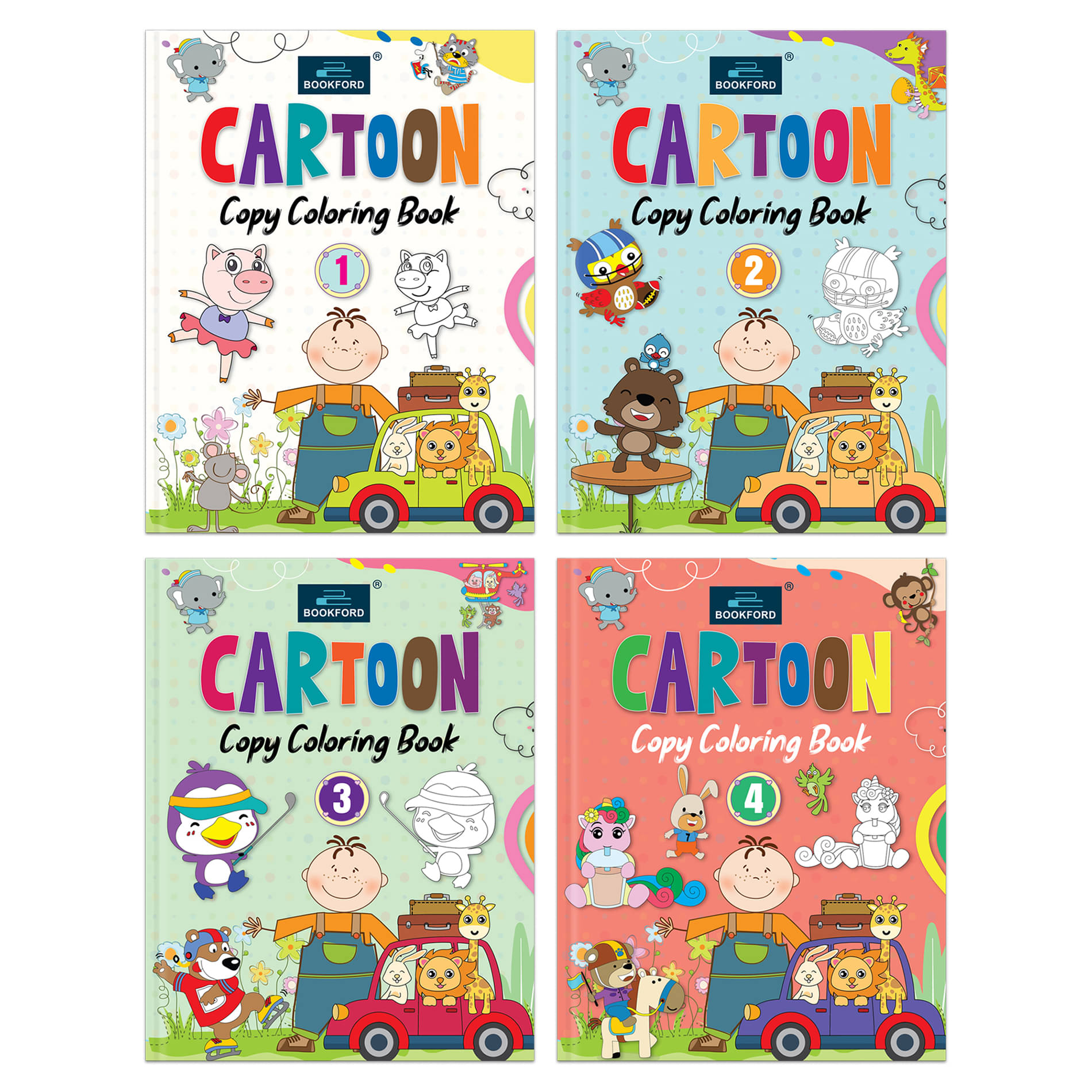     			Cartoon Copy Coloring Book For Kids With 64 Pages(Set Of 4)- Fun, Educational, Colorful Imagery, Engaging Activities, and Hours of Entertainment Drawing Books For Kids. Suitable For All Ages Groups [Paperback] BOOKFORD
