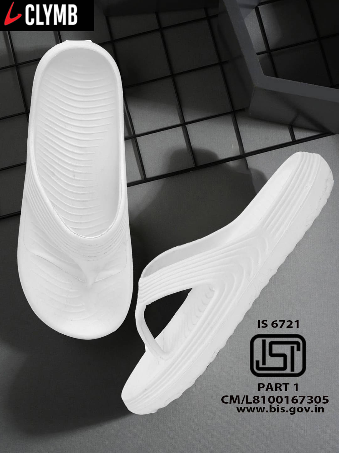     			Clymb White Men's Daily Slipper