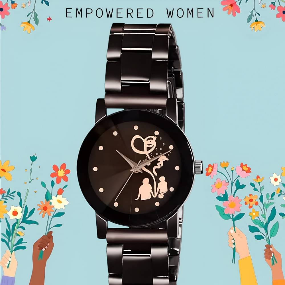     			Cosmic Black Metal Analog Womens Watch