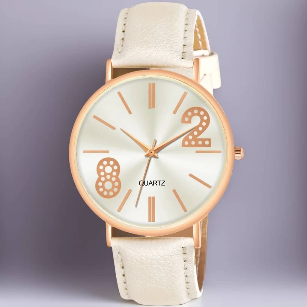     			Cosmic White Leather Analog Womens Watch