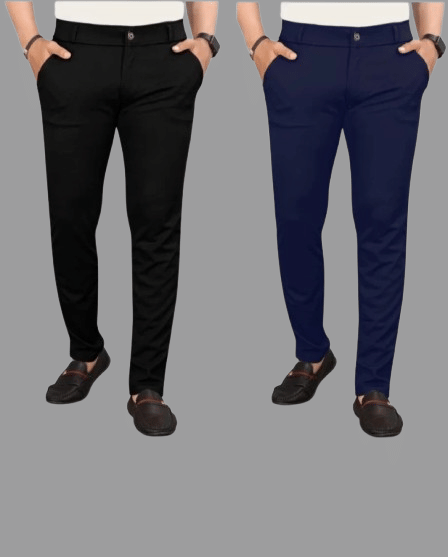 DWIDEN Regular Flat Men's Chinos - Navy Blue ( Pack of 2 ) - Trousers | Buy online on ZillyBuy