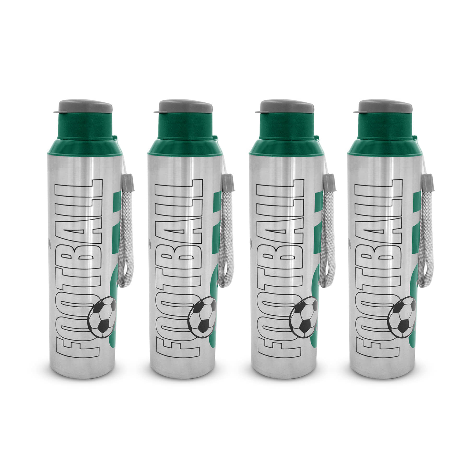 Dhara Stainless Steel Breeze Green Stainless Steel Fridge Water Bottle 800 mL ( Set of 4 )