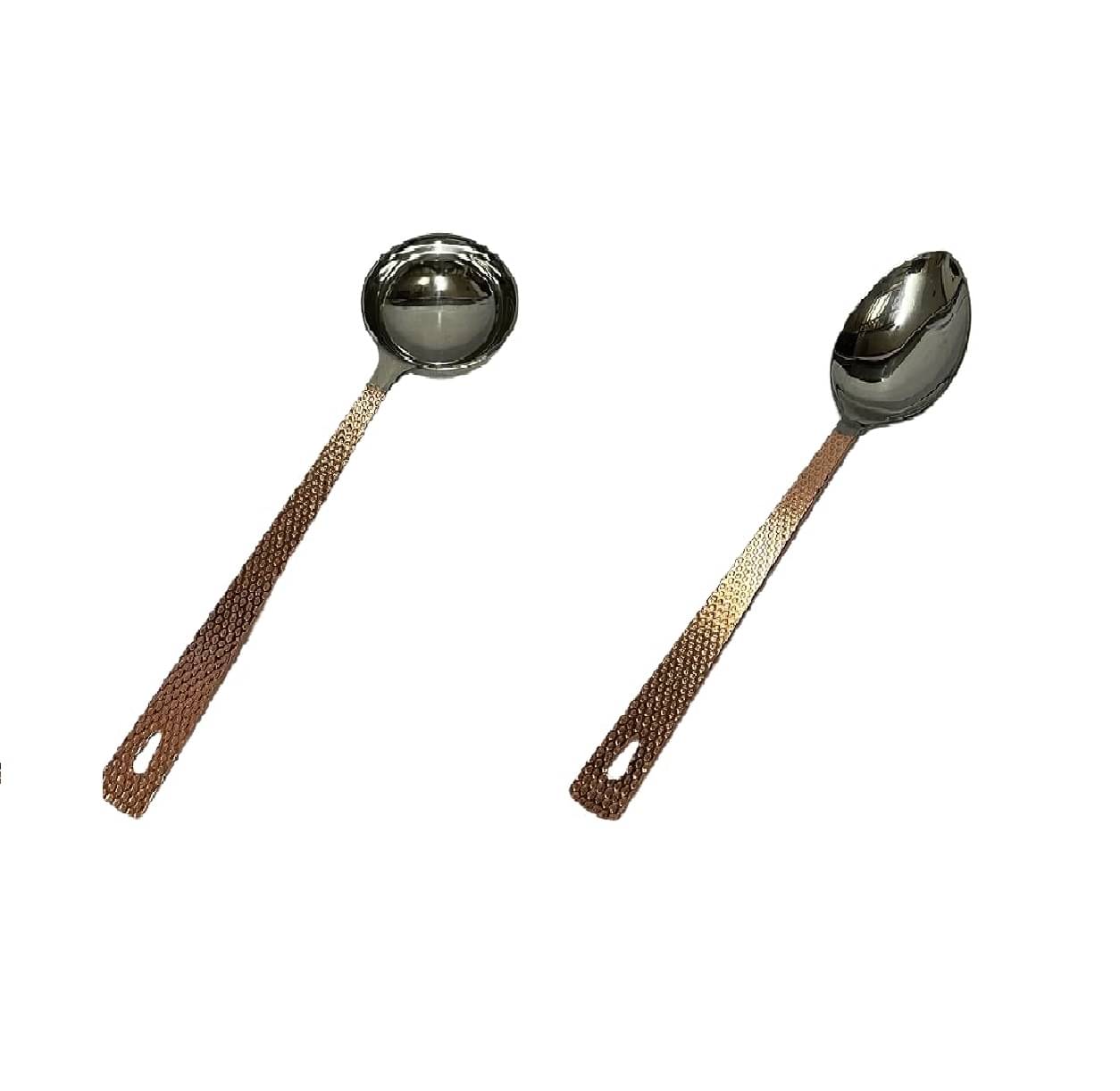     			Dynore 2 Copper Spoon Stainless Steel Printed Serving Spoon Copper ( Pack of 2 )