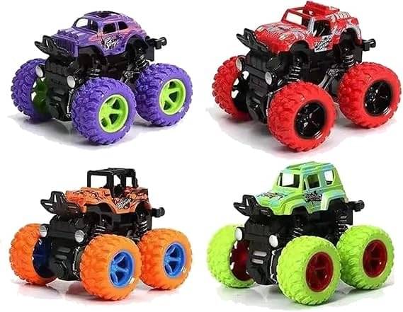     			Eclet Mini Trucks Friction Powered Cars for Kids Big Rubber Tires Baby Boys Super Cars Blaze Truck Children Gifts Toys (Set of 4 pc)
