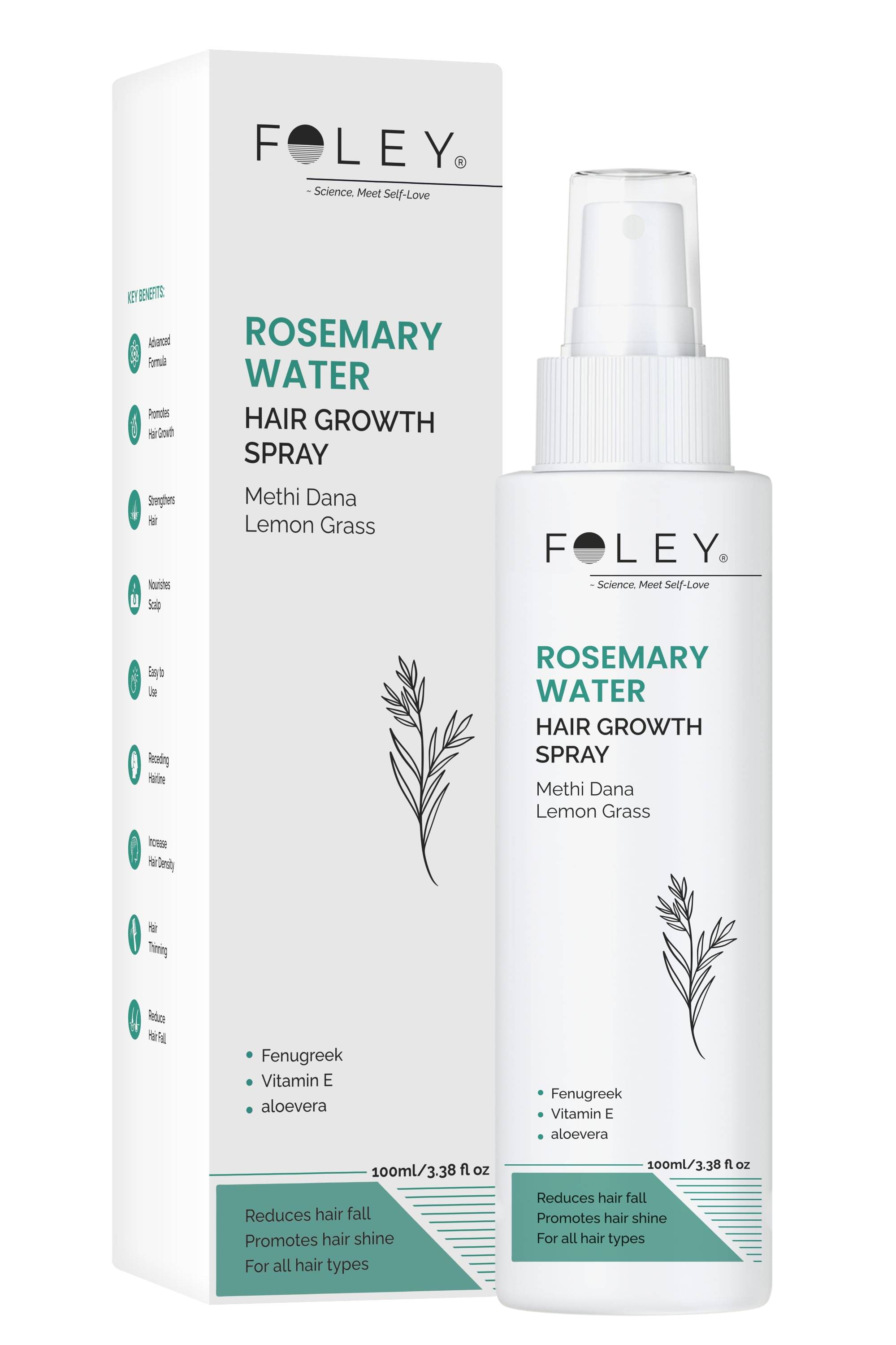     			FOLEY Rosemary Water For Hair Growth, with Methi dana and Lemon Grass extract, 100ml (Pack of 1)
