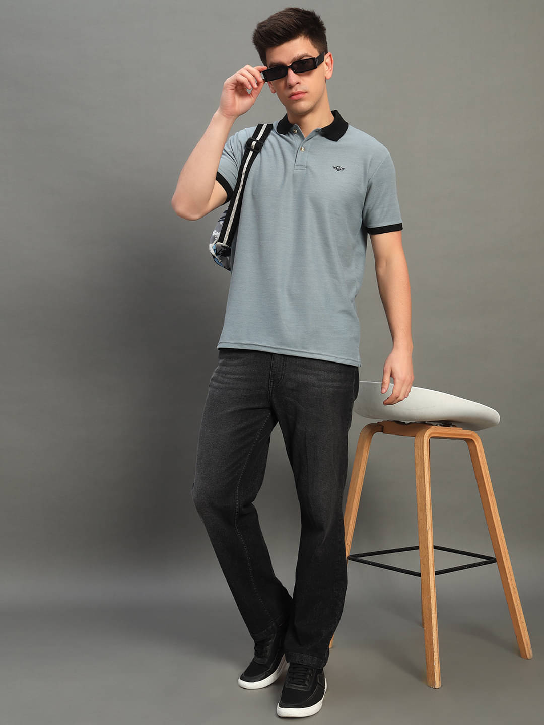     			GET GOLF Pack of 1 Cotton Blend Regular Fit Solid Half Sleeves Men's Polo T Shirt ( Light Grey )