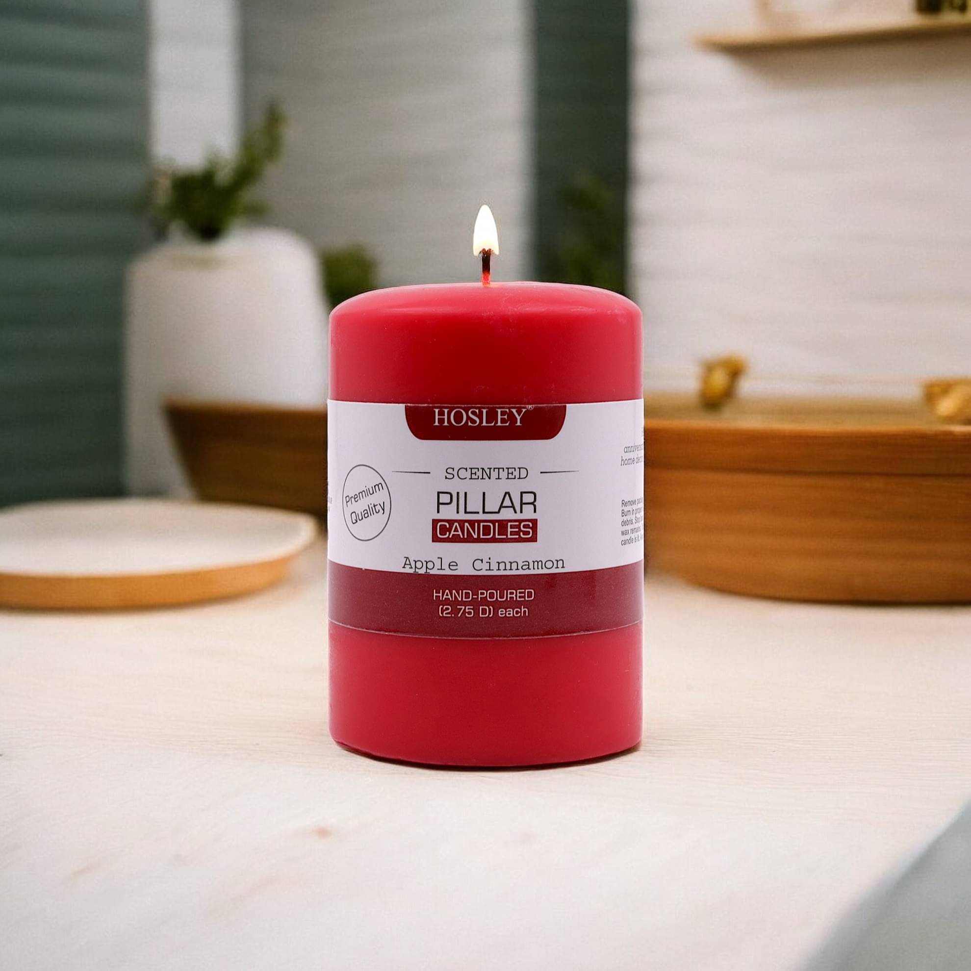     			Hosley Red Cinnamon Pillar Candle 10 cm ( Pack of 1 )