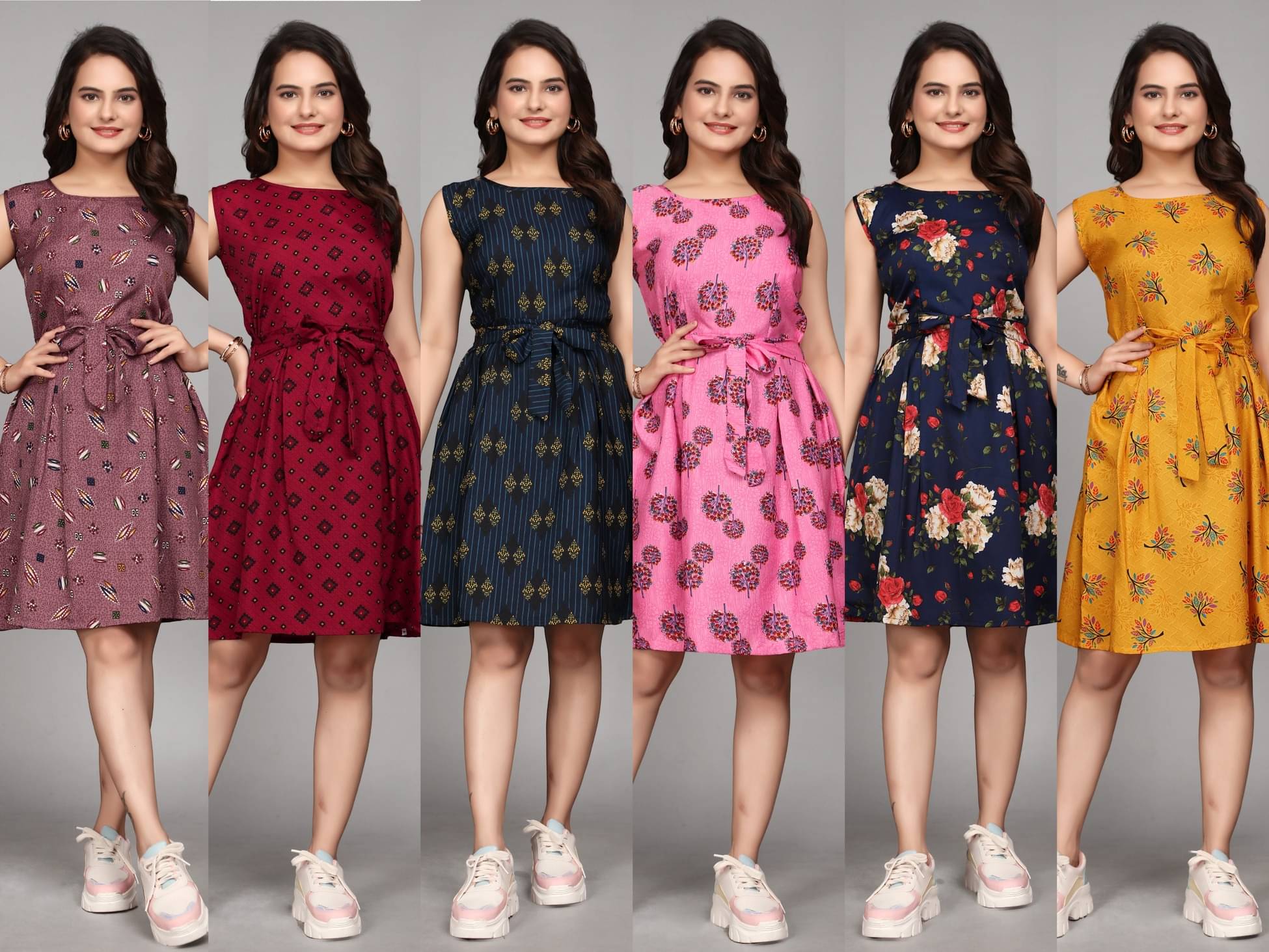     			KALAVRITTA Women Crepe Printed Fit & Flare Dress ( Multicolor )