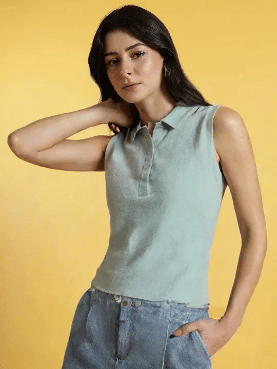 MAYKR Women's Polyester Regular Top ( Yellow )     			MAYKR Women's Polyester Regular Top ( Yellow )