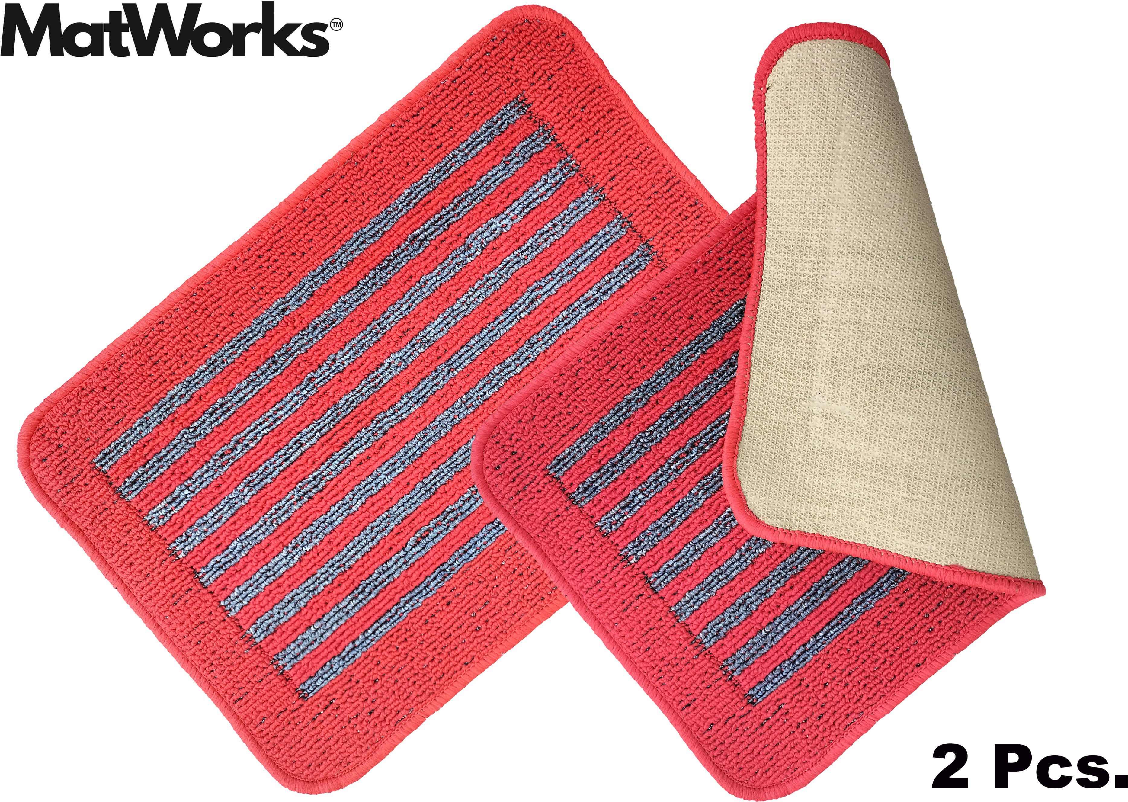     			MatWorks Set of 2 Anti-skid Polypropylene Door Mat ( 58 X 38 cm ) Red