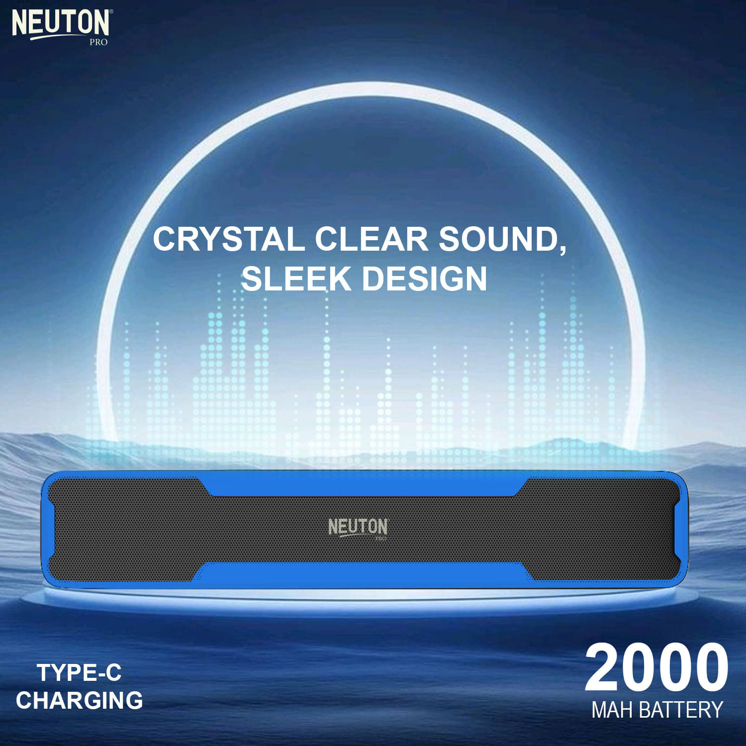     			NEUTON PRO TOP BAR 25 W Bluetooth Speaker Bluetooth V 5.3 with USB,SD card Slot,Aux Playback Time 5 hrs Blue