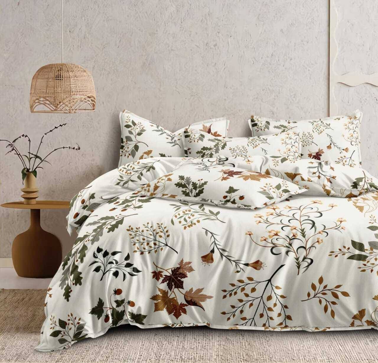     			NeLeo Poly Cotton 1 Double King Bedsheet with 4 Pillow Covers ( Cream )