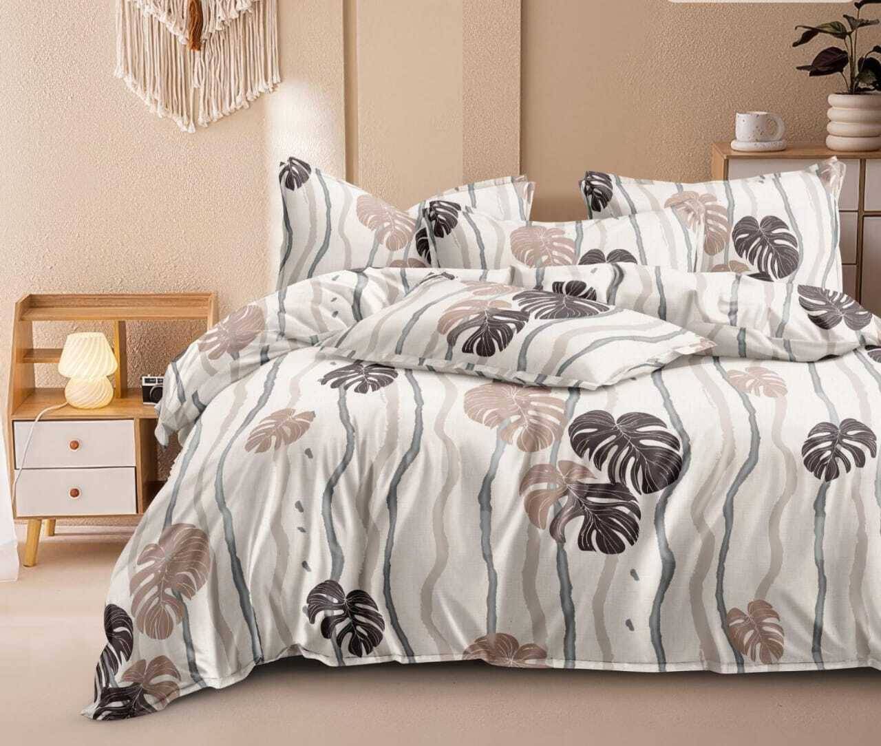     			NeLeo Poly Cotton 1 Double King Bedsheet with 4 Pillow Covers ( Cream )