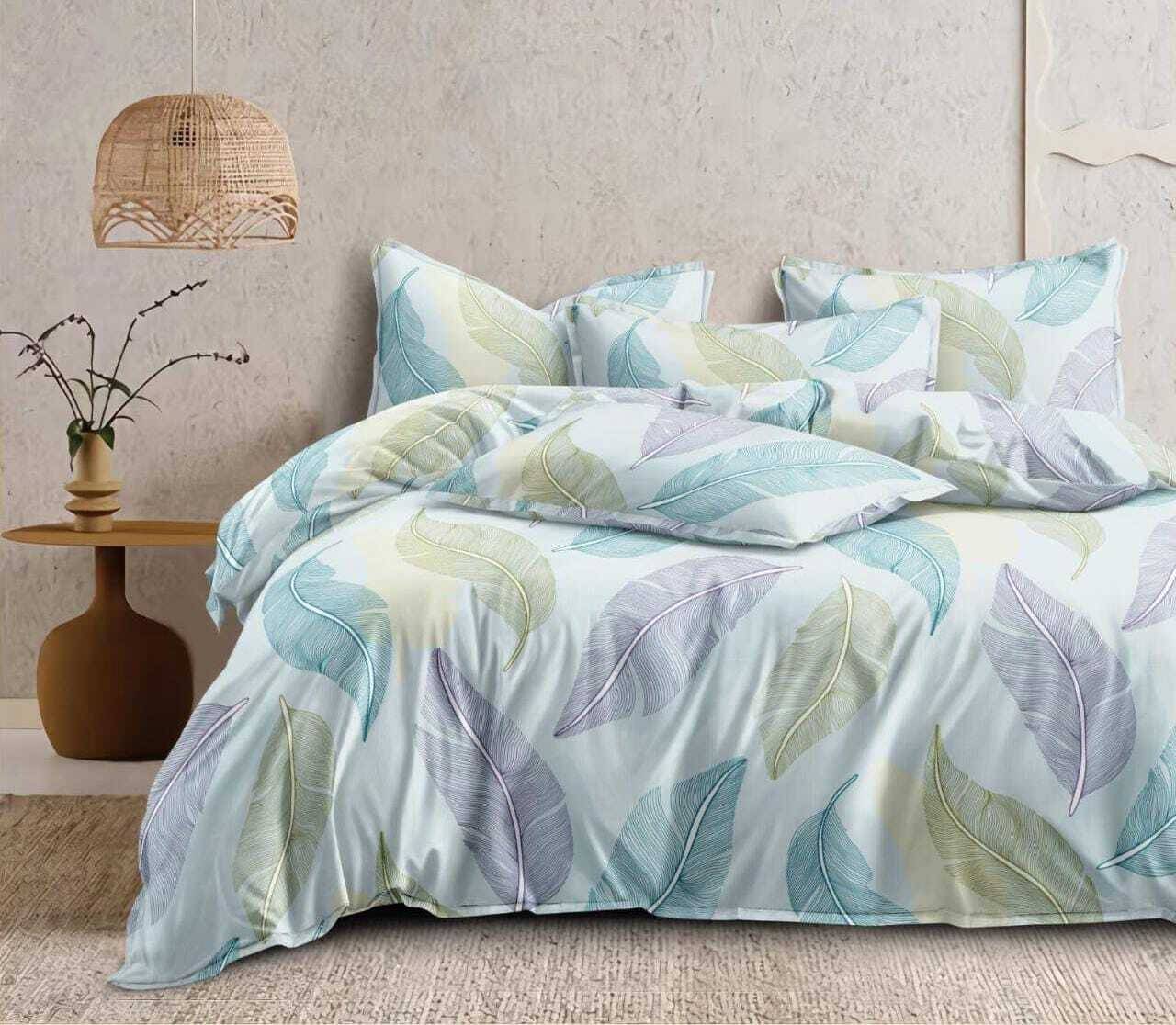     			NeLeo Poly Cotton 1 Double King Bedsheet with 4 Pillow Covers ( Sky Blue )