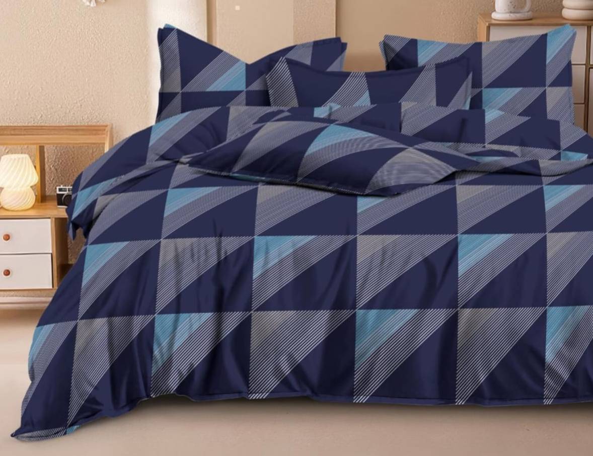     			NeLeo Poly Cotton 1 Double King Bedsheet with 4 Pillow Covers ( Dark Blue )