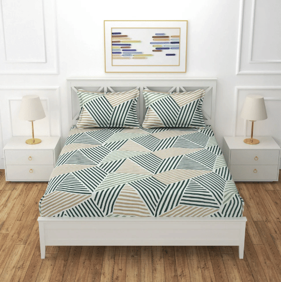 NeLeo Poly Cotton Abstract Fitted ( Queen Size ) - Sky Blue NeLeo Poly Cotton Abstract Fitted ( Queen Size ) - Sky Blue