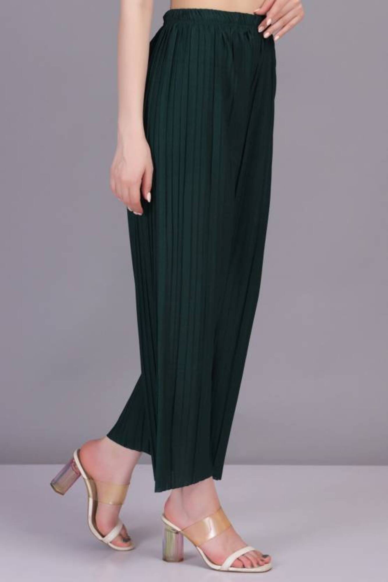     			NightBlue Pack of 1 Lycra Straight Women's Palazzos ( Green )