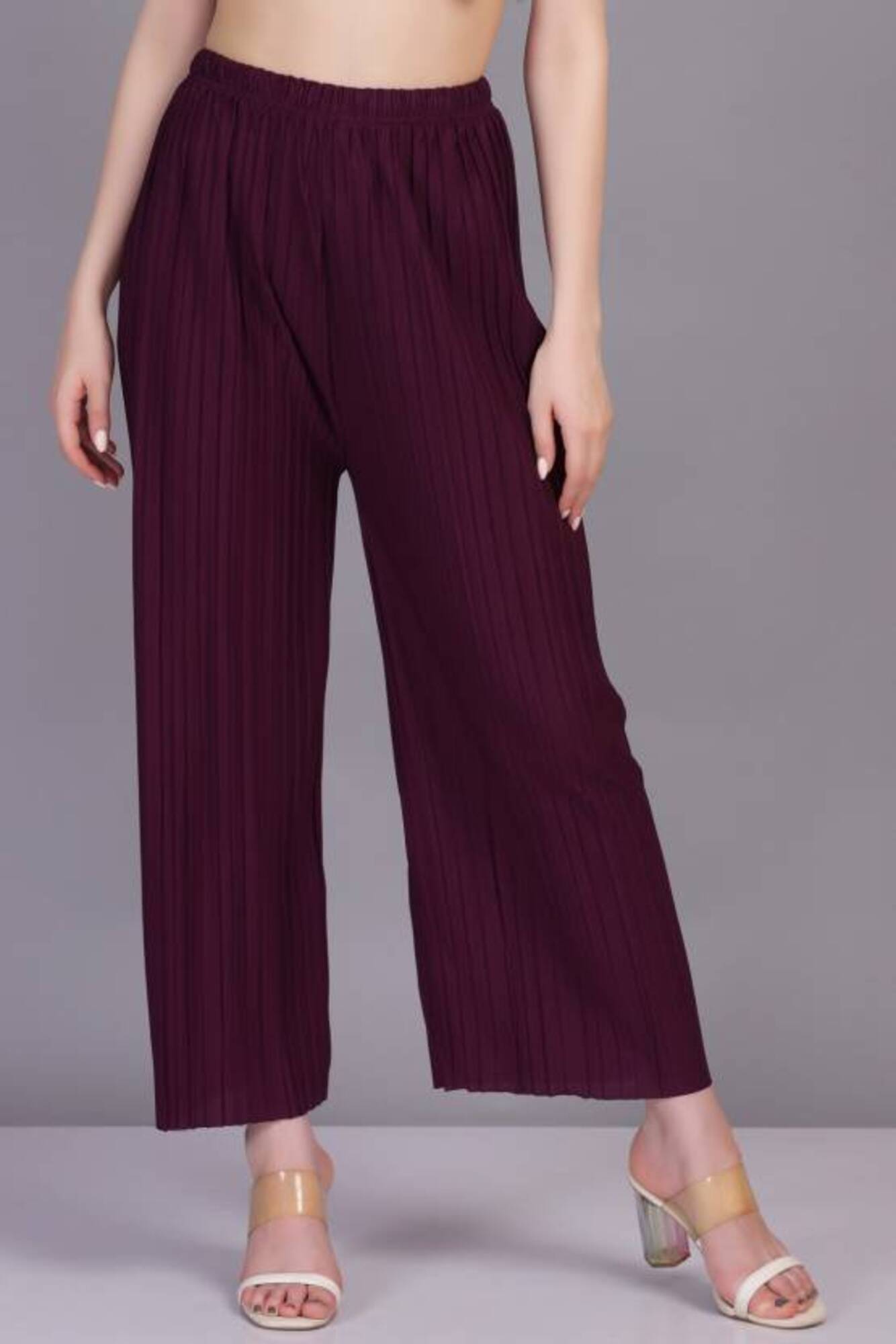     			NightBlue Pack of 1 Lycra Straight Women's Palazzos ( Wine )