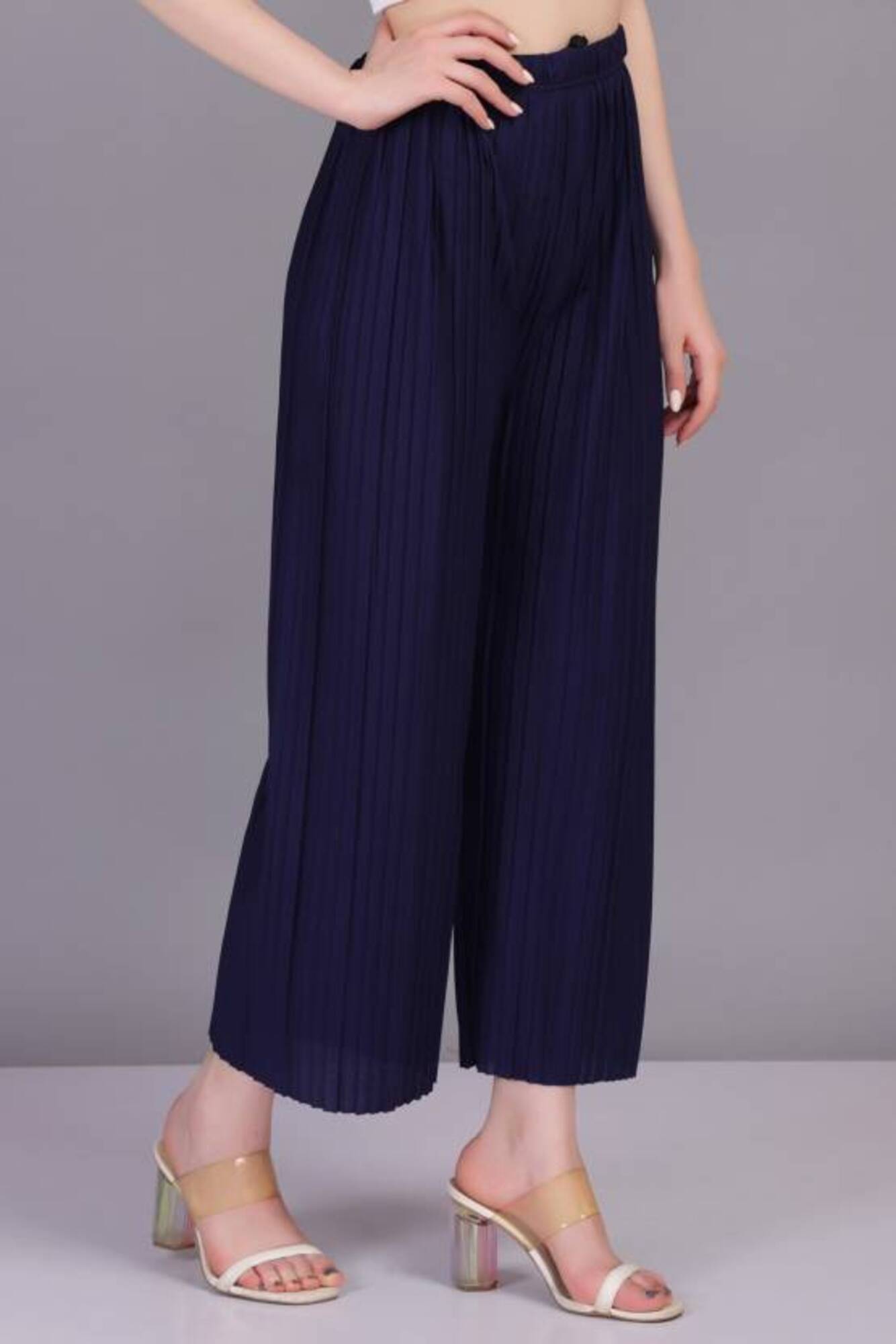     			NightBlue Pack of 1 Lycra Straight Women's Palazzos ( Blue )