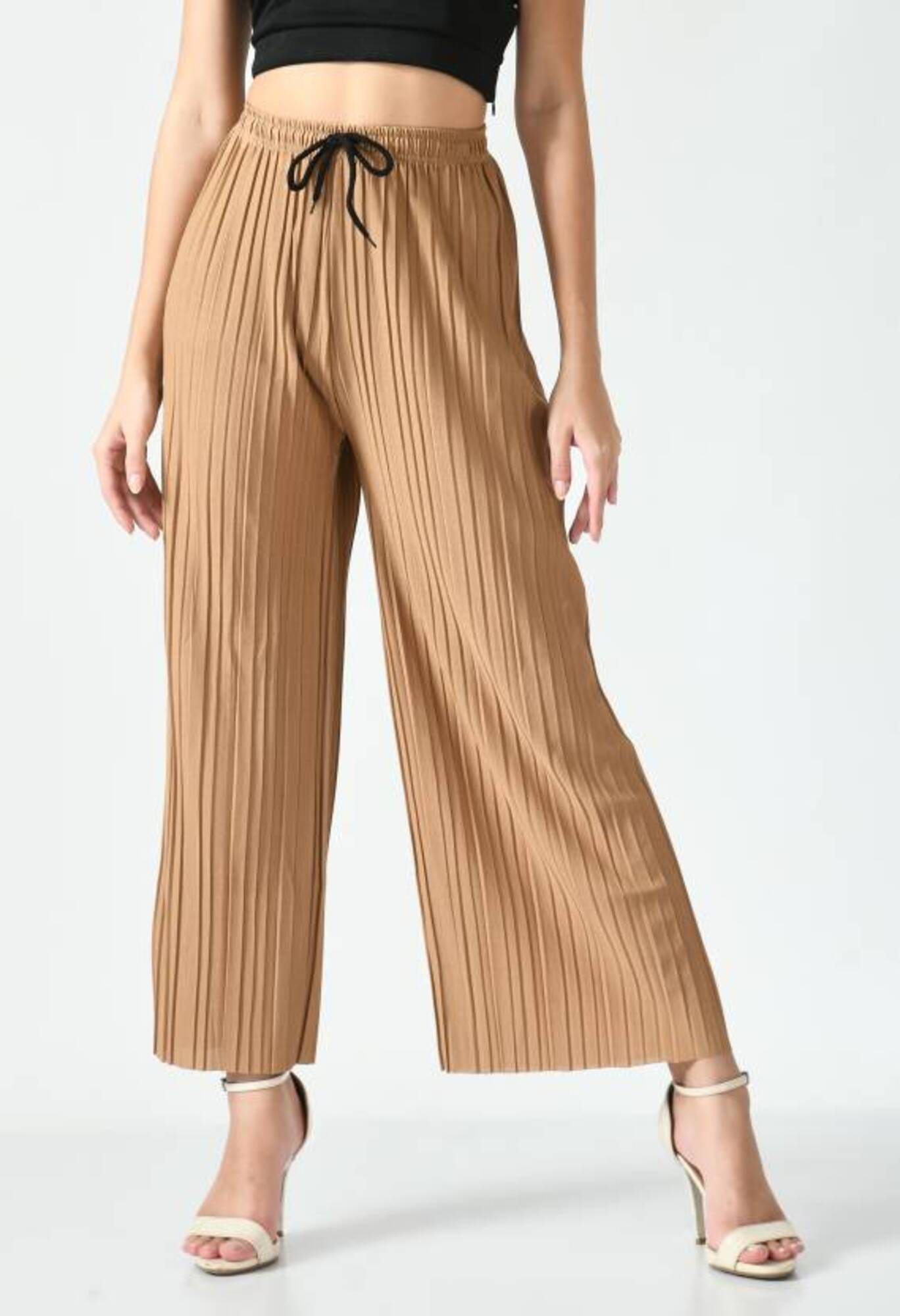 NightBlue Pack of 1 Lycra Straight Women's Palazzos ( Beige ) NightBlue Pack of 1 Lycra Straight Women's Palazzos ( Beige )
