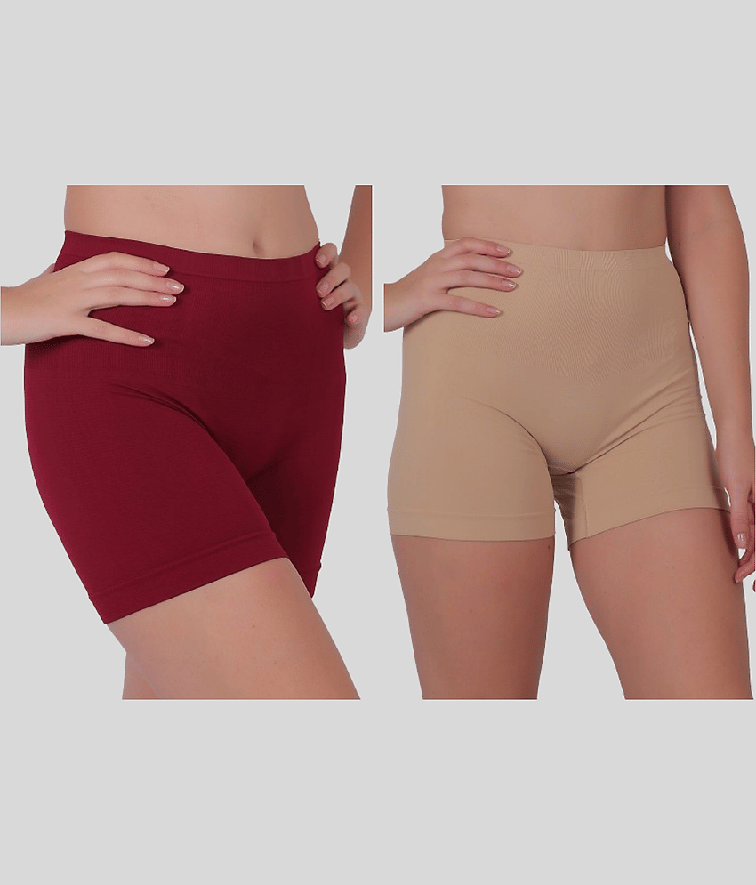 Pia Trends Pack of 2 Cotton Blend Women's Tummy Tucker ( Maroon,Black ) - Shapewear | Buy online on ZillyBuy