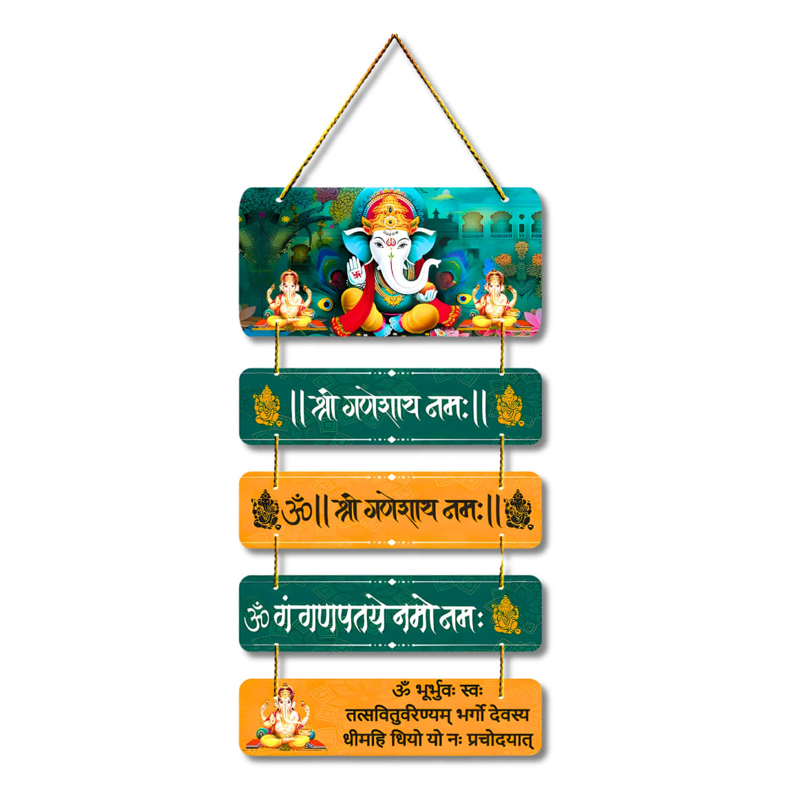 Positive Vibe Lifestyle Wood Ganesha Mantra Wall hanging Wall Sculpture Black - Pack of 1