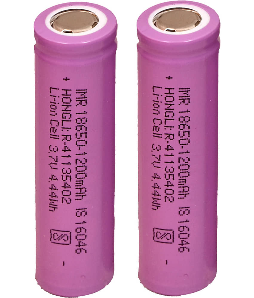Faymla Hongli Lithium Ion 1200mAH Rechargeable Cell Batteries, LED, Bluetooth Speaker, Laptops, Power Bank & Torch, Flat Top, 3.7V, (Pack-of-2) - Sports and Fitness Equipment | Buy online on ZillyBuy