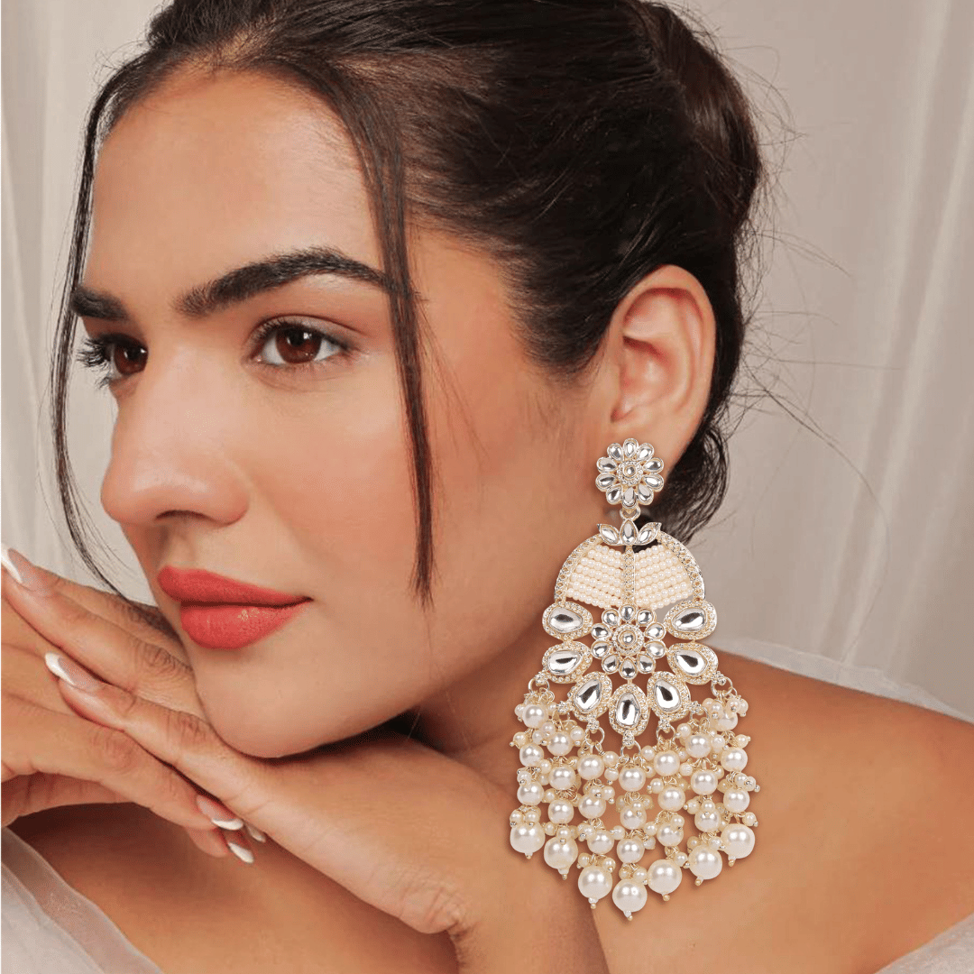     			She store White Chandbalis Earrings ( Pack of 1 )