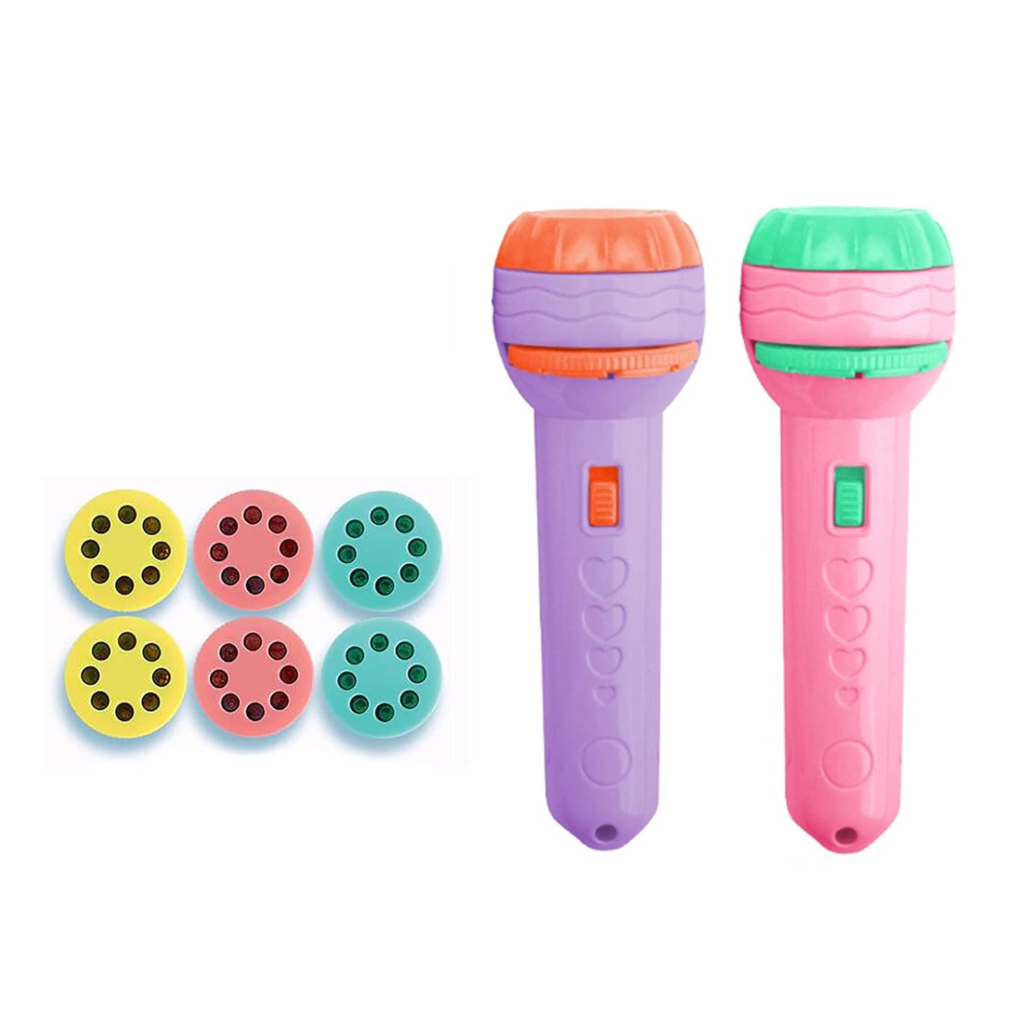     			TOY DEKHO 2 PCS Flashlight / Projection Light-Up Toy /6 Slides with 48 Projections / Projector Torch Light toy for Girls and Boys / Torch And Projector (Multicolors) / Slide Projector Flashlight Toy