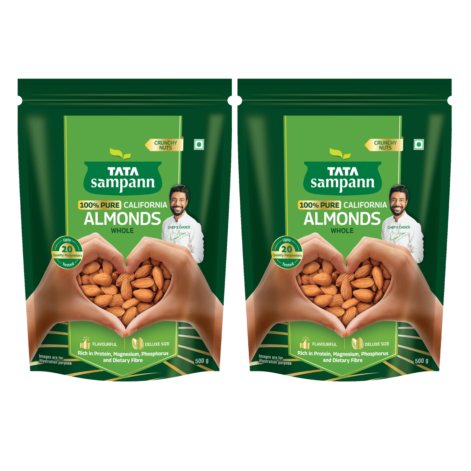     			Tata Sampann Raw California Almonds 500 gm Pack of 2
