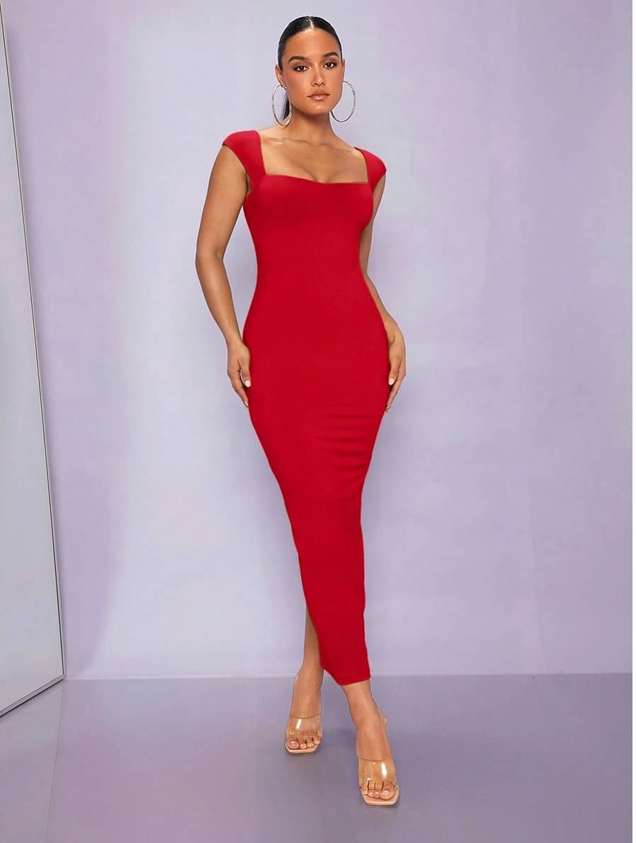     			Traquila Women Lycra Solid Bodycon Dress ( Red )