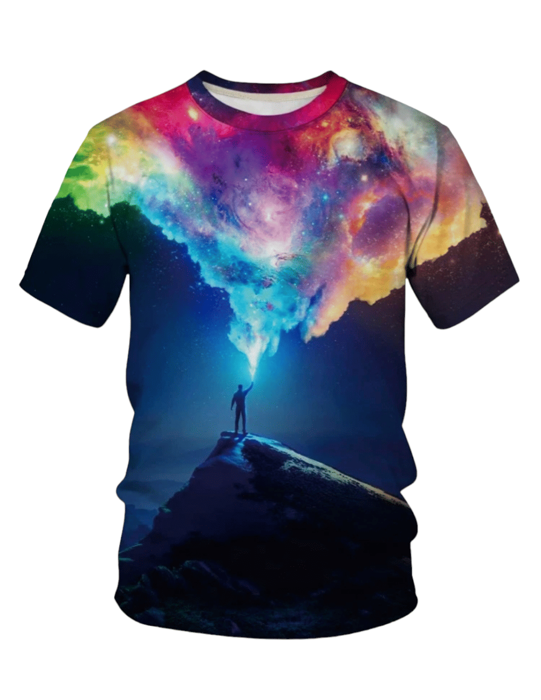     			Ud Fabric Cotton Blend Regular Fit Printed Half Sleeves Men's Round T-Shirt - Multicolor ( Pack of 1 )