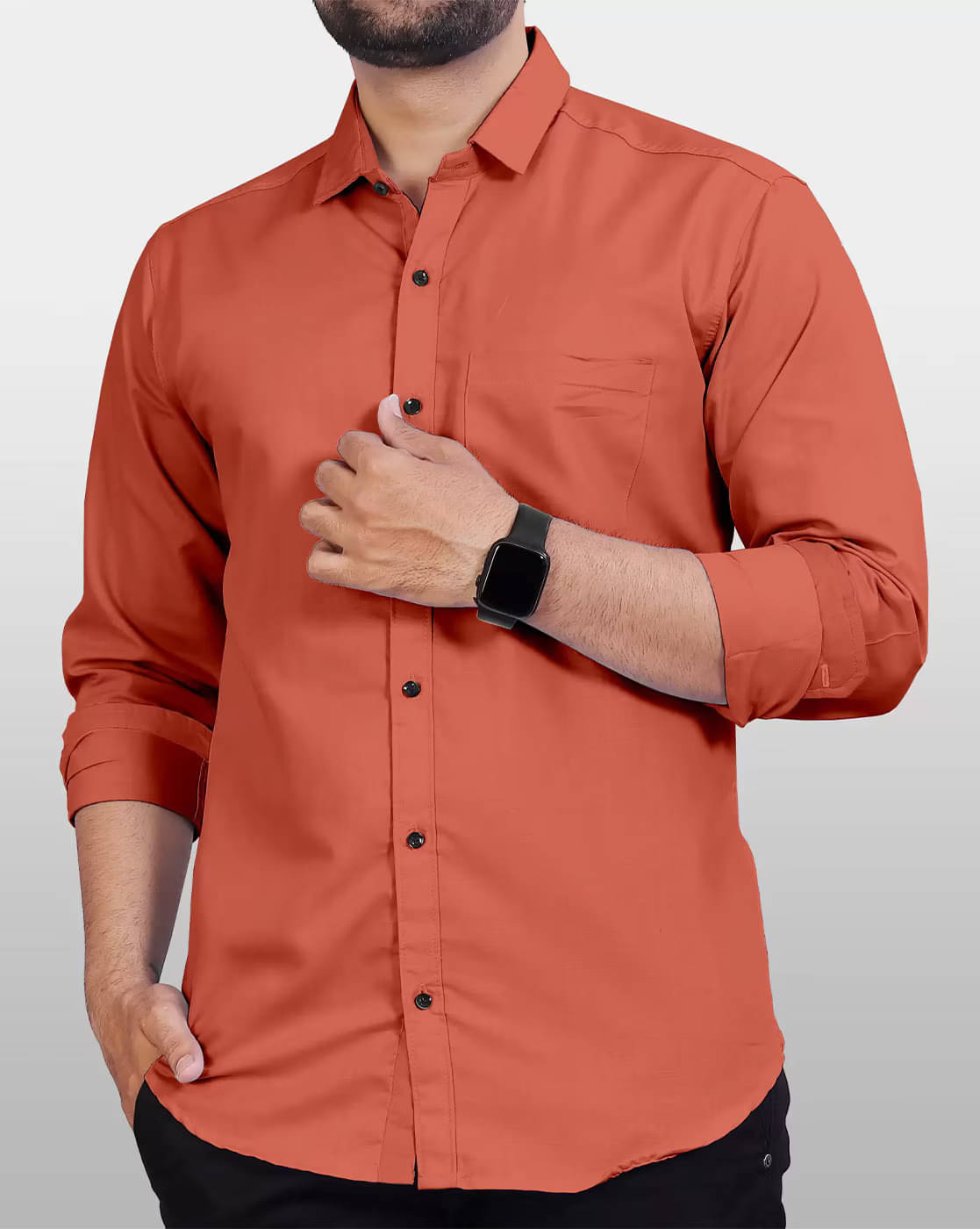 VERTUSY Cotton Blend Regular Fit Solids Full Sleeves Men's Casual Shirt - Orange ( Pack of 1 ) VERTUSY Cotton Blend Regular Fit Solids Full Sleeves Men's Casual Shirt - Orange ( Pack of 1 )