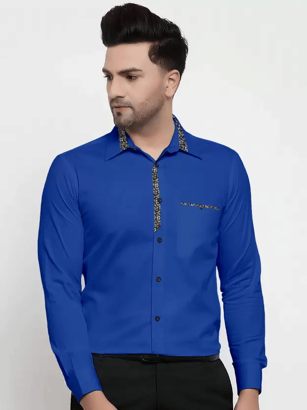 VERTUSY Cotton Blend Regular Fit Printed Full Sleeves Men's Casual Shirt - Blue ( Pack of 1 ) VERTUSY Cotton Blend Regular Fit Printed Full Sleeves Men's Casual Shirt - Blue ( Pack of 1 )
