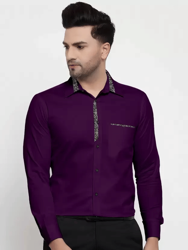     			VERTUSY Cotton Blend Regular Fit Printed Full Sleeves Men's Casual Shirt - Purple ( Pack of 1 )