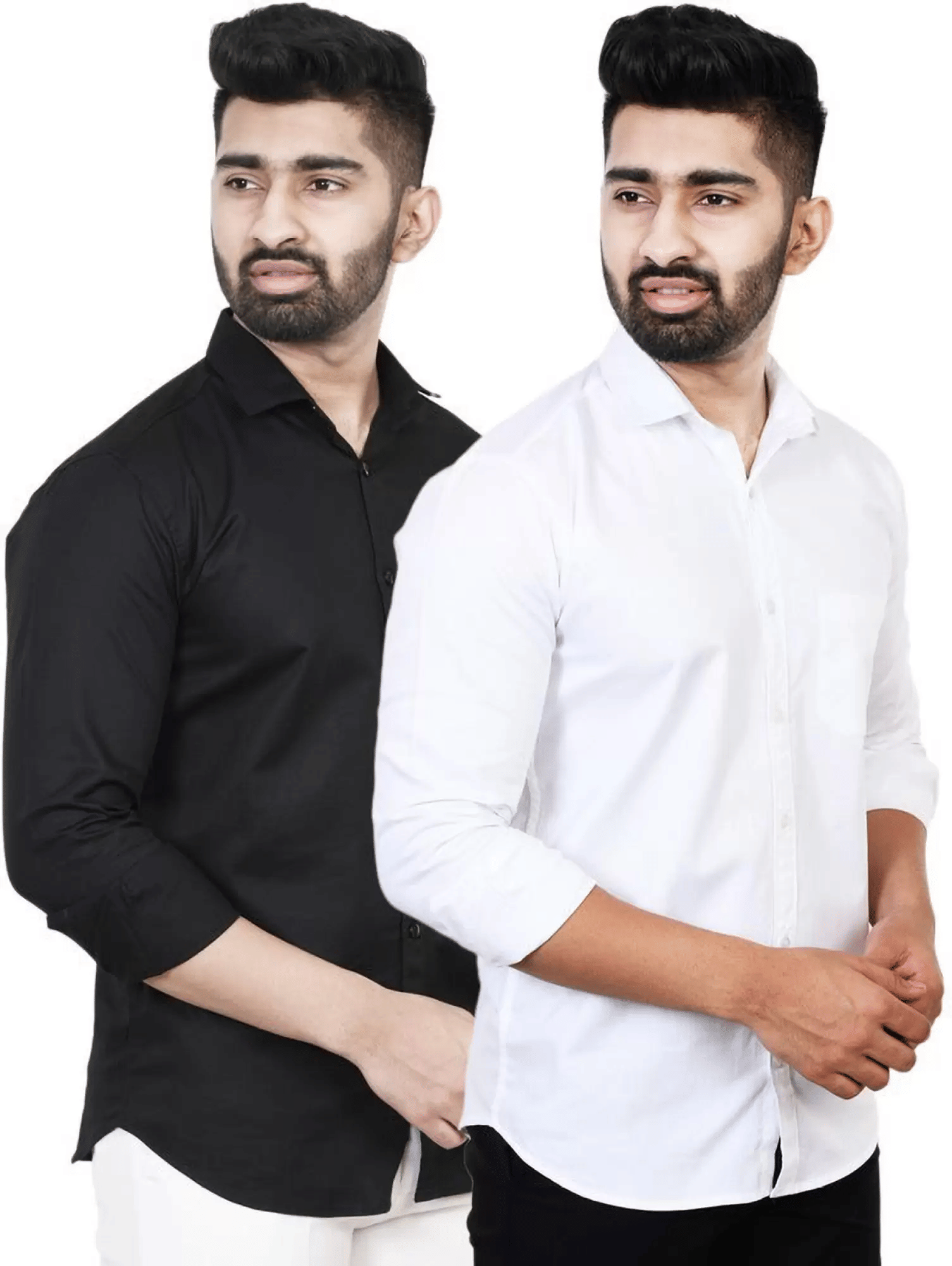 VERTUSY Cotton Blend Regular Fit Solids Full Sleeves Men's Casual Shirt - Multicolor ( Pack of 2 ) VERTUSY Cotton Blend Regular Fit Solids Full Sleeves Men's Casual Shirt - Multicolor ( Pack of 2 )