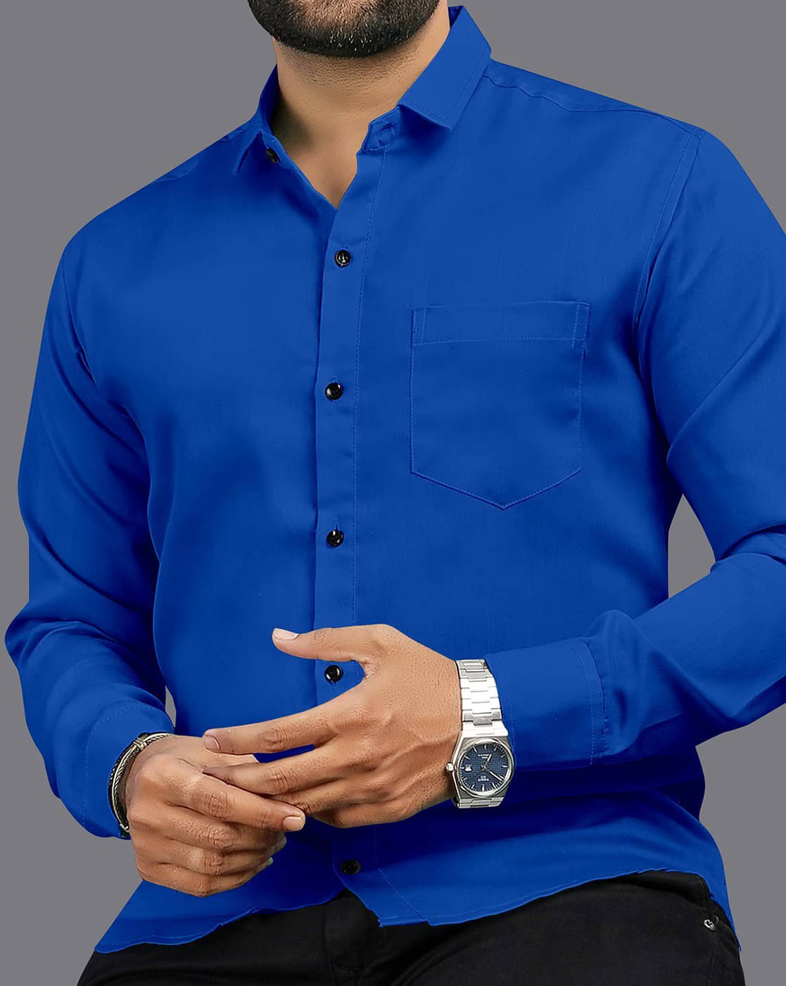     			VERTUSY Cotton Blend Regular Fit Solids Full Sleeves Men's Casual Shirt - Blue ( Pack of 1 )