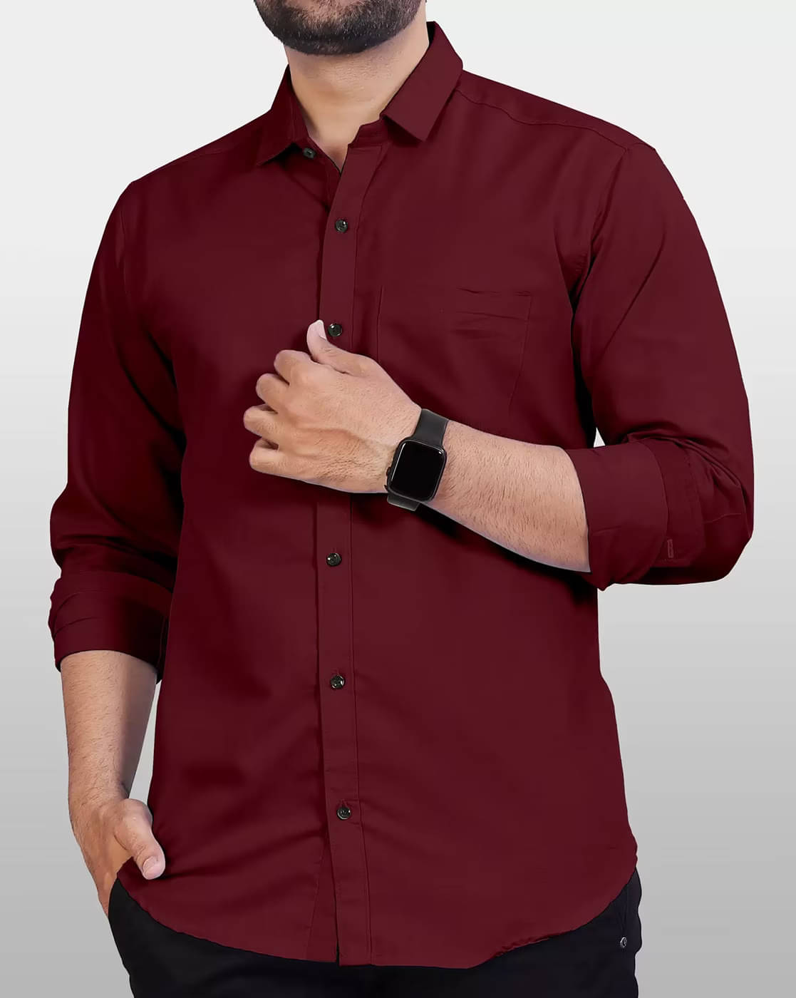    			VERTUSY Cotton Blend Regular Fit Solids Full Sleeves Men's Casual Shirt - Maroon ( Pack of 1 )