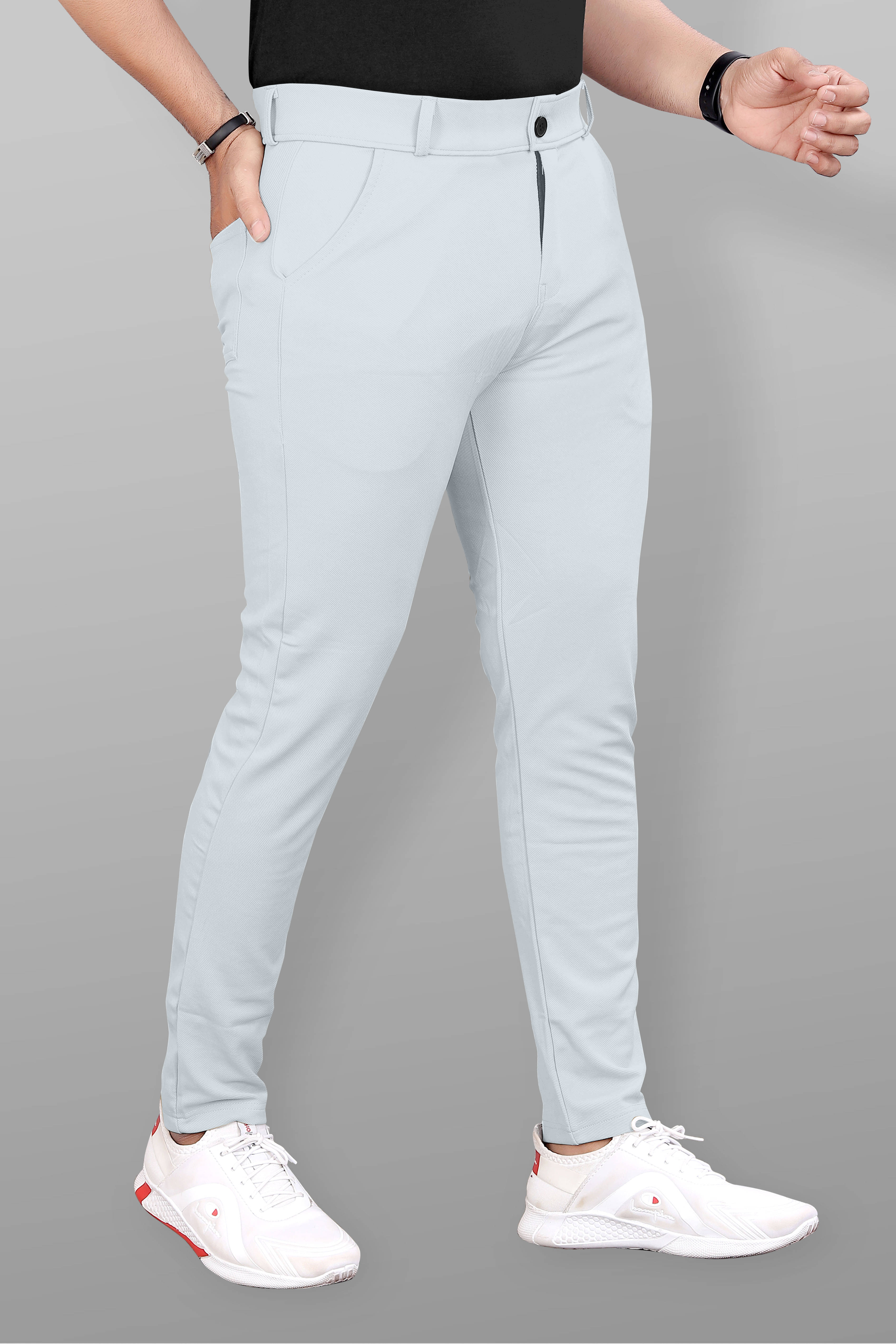     			rexan Regular Flat Men's Chinos - Grey Melange ( Pack of 1 )