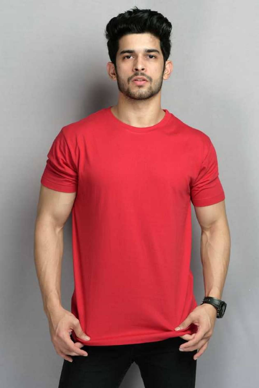 risemax Cotton Blend Regular Fit Solid Half Sleeves Men's Round T-Shirt - Red ( Pack of 1 ) risemax Cotton Blend Regular Fit Solid Half Sleeves Men's Round T-Shirt - Red ( Pack of 1 )