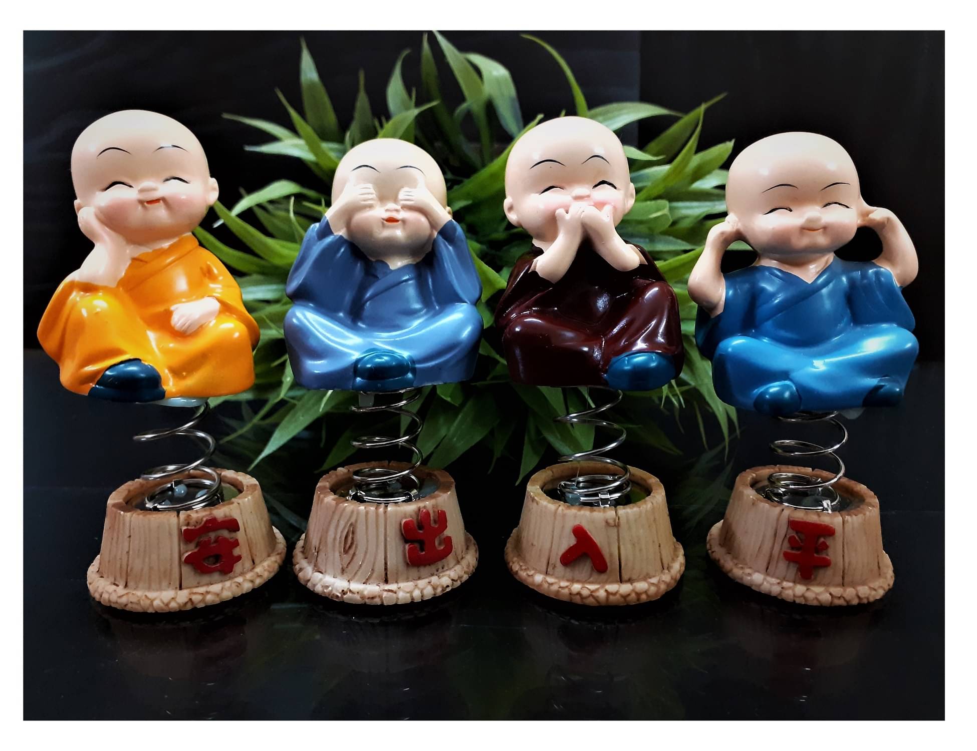 AFTERSTITCH Baby Buddha Monk idols statue for home car deshboard set of 4 showpiece Figurine 9 cm AFTERSTITCH Baby Buddha Monk idols statue for home car deshboard set of 4 showpiece Figurine 9 cm