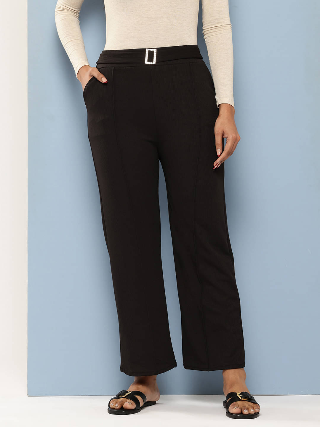     			Aarika Pack of 1 Nylon Regular Women's Casual Pants ( Black )