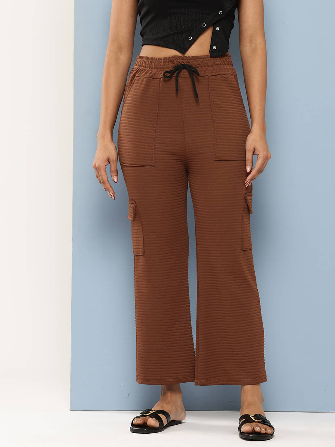     			Aarika Pack of 1 Nylon Regular Women's Casual Pants ( Brown )