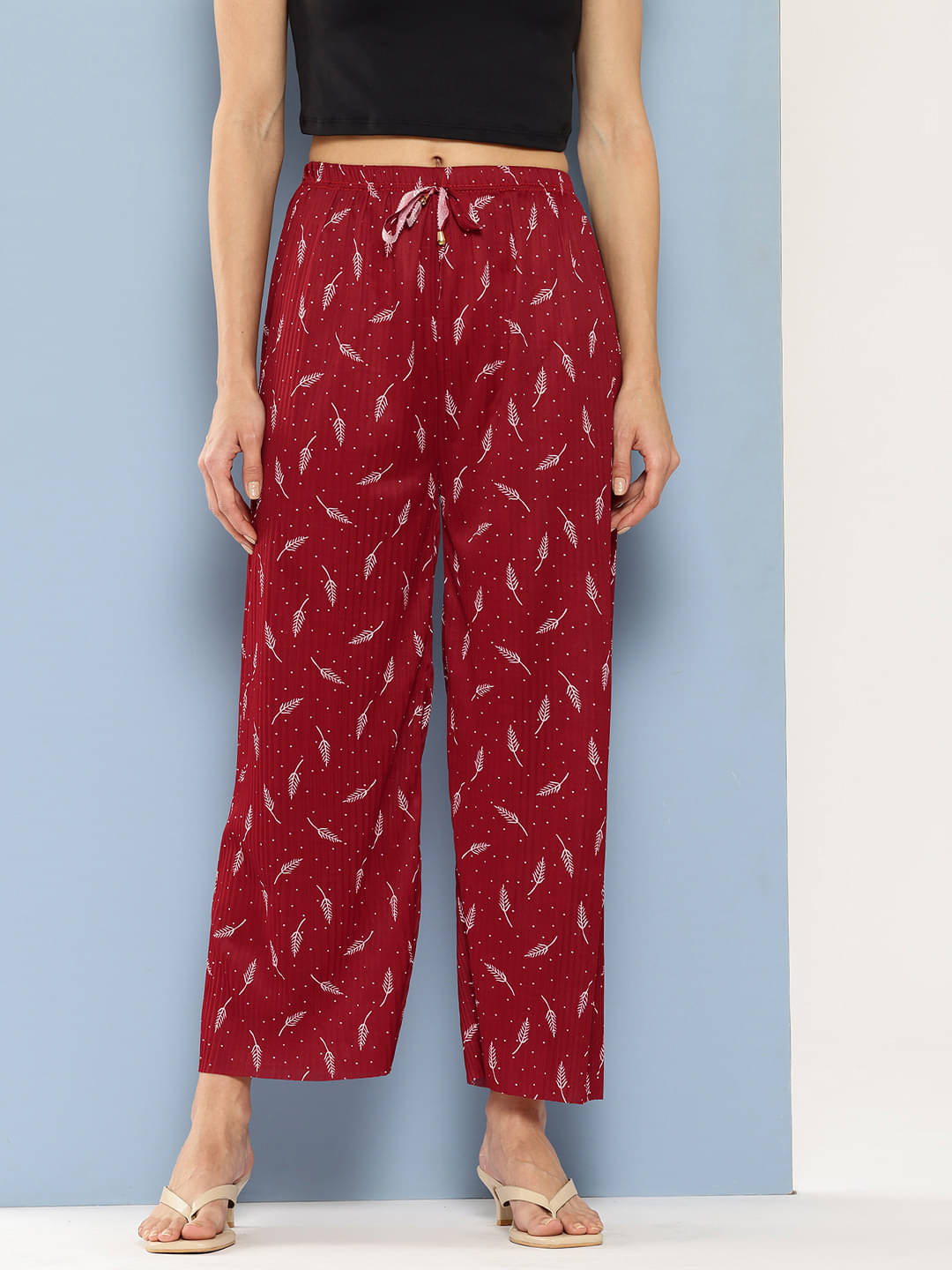 Aarika Pack of 1 Polyester Straight Women's Palazzos ( Maroon ) Aarika Pack of 1 Polyester Straight Women's Palazzos ( Maroon )