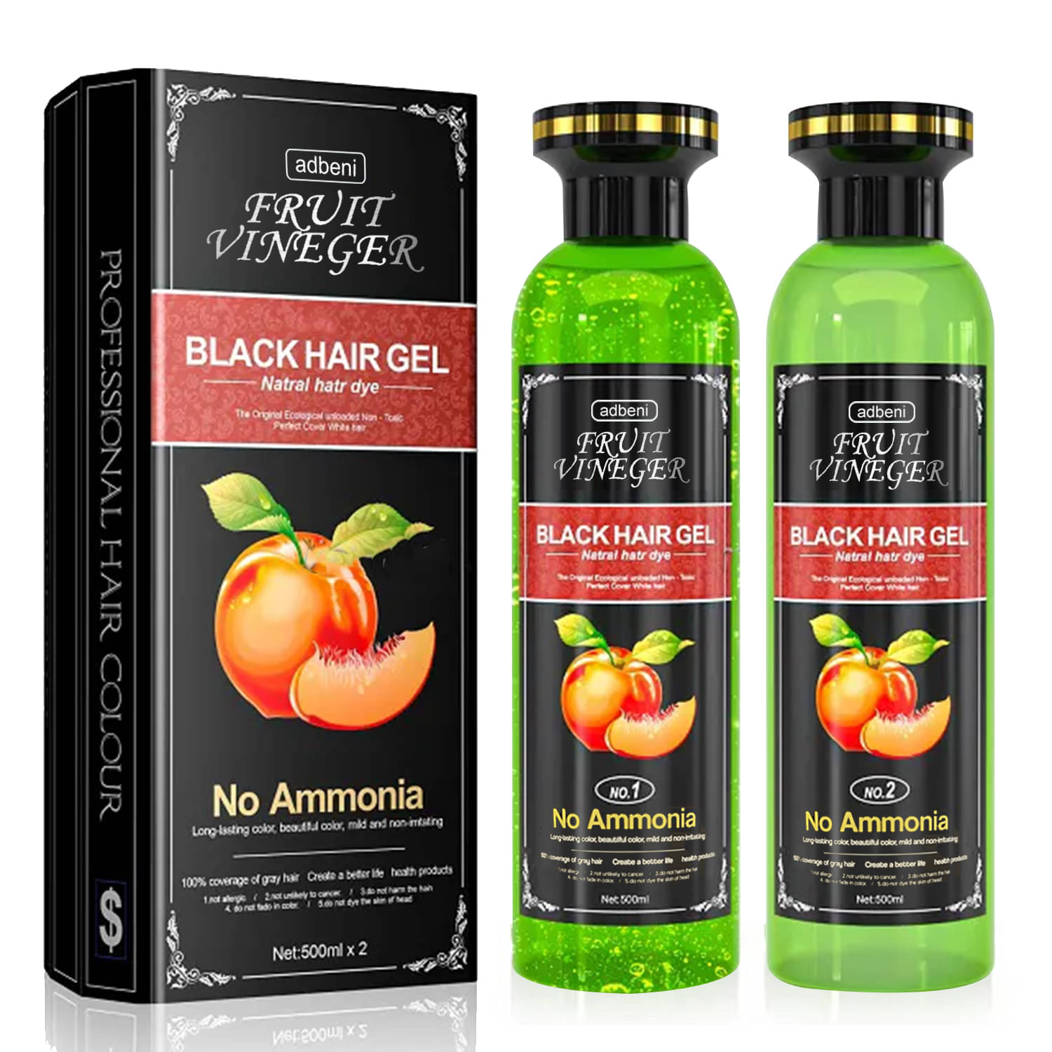     			Adbeni Fruit Vinegar Gel Natural Semi Permanent Hair Color 1000 mL Black