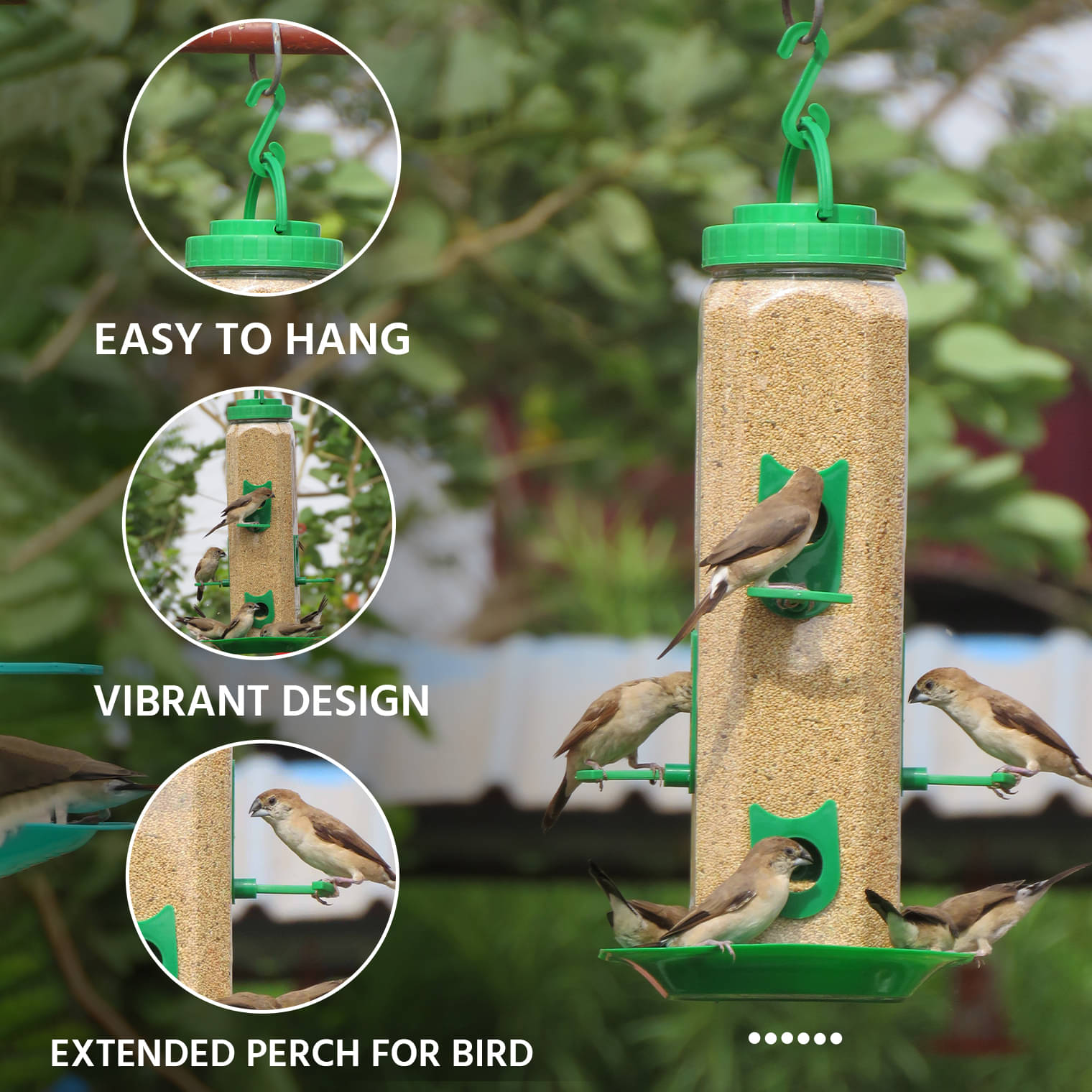     			Amijivdaya Bird Feeder Green W