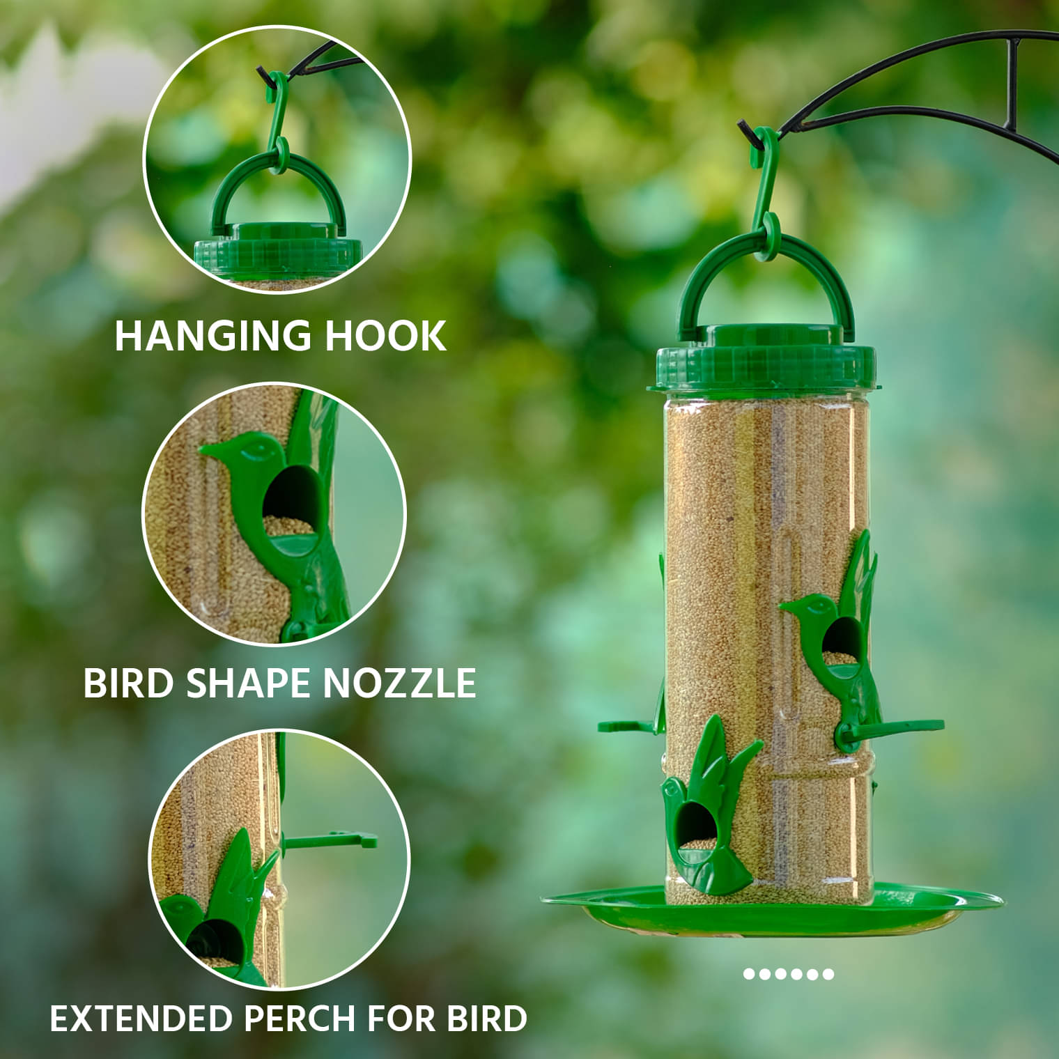     			Amijivdaya Bird Feeder Green W
