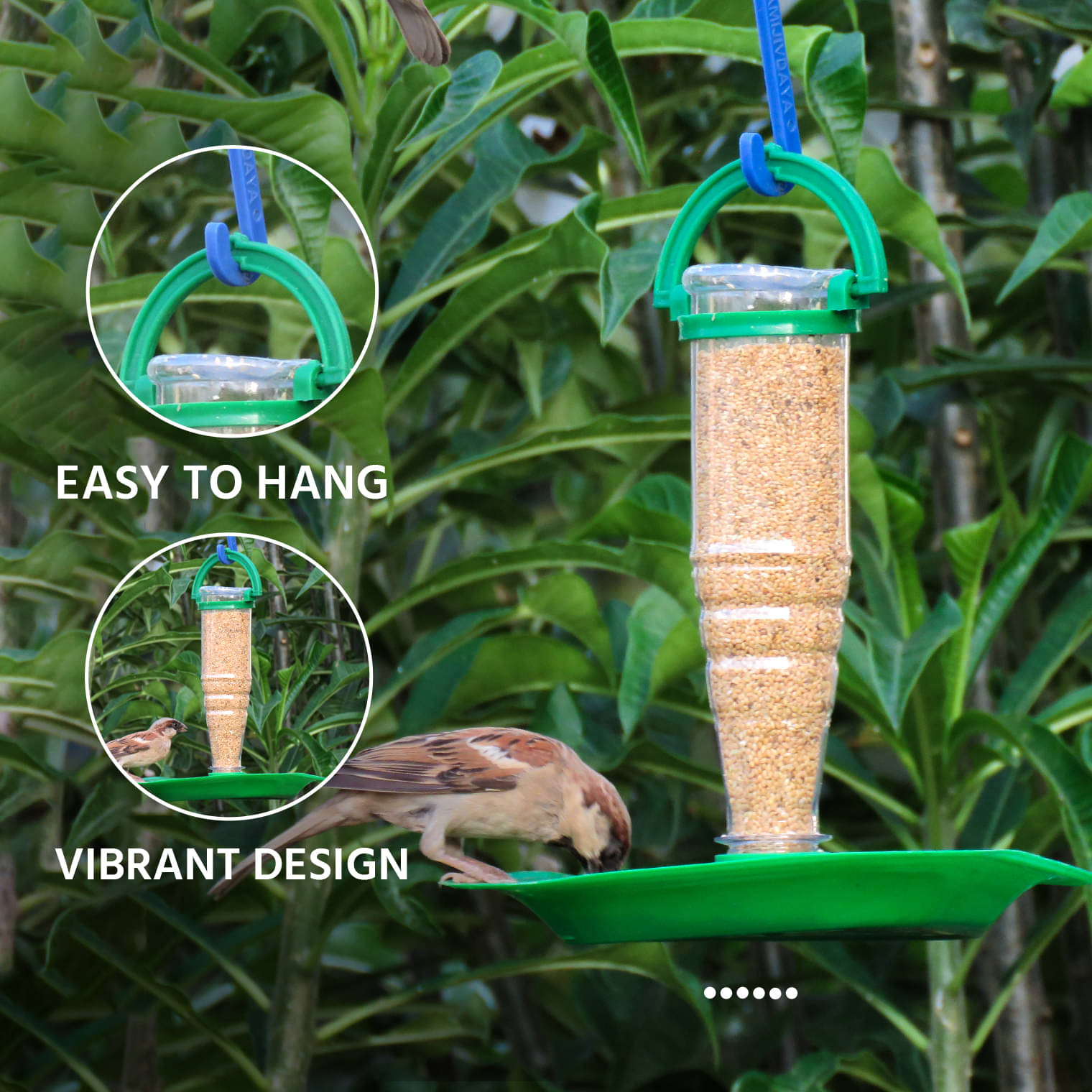     			Amijivdaya Bird Feeder Green W