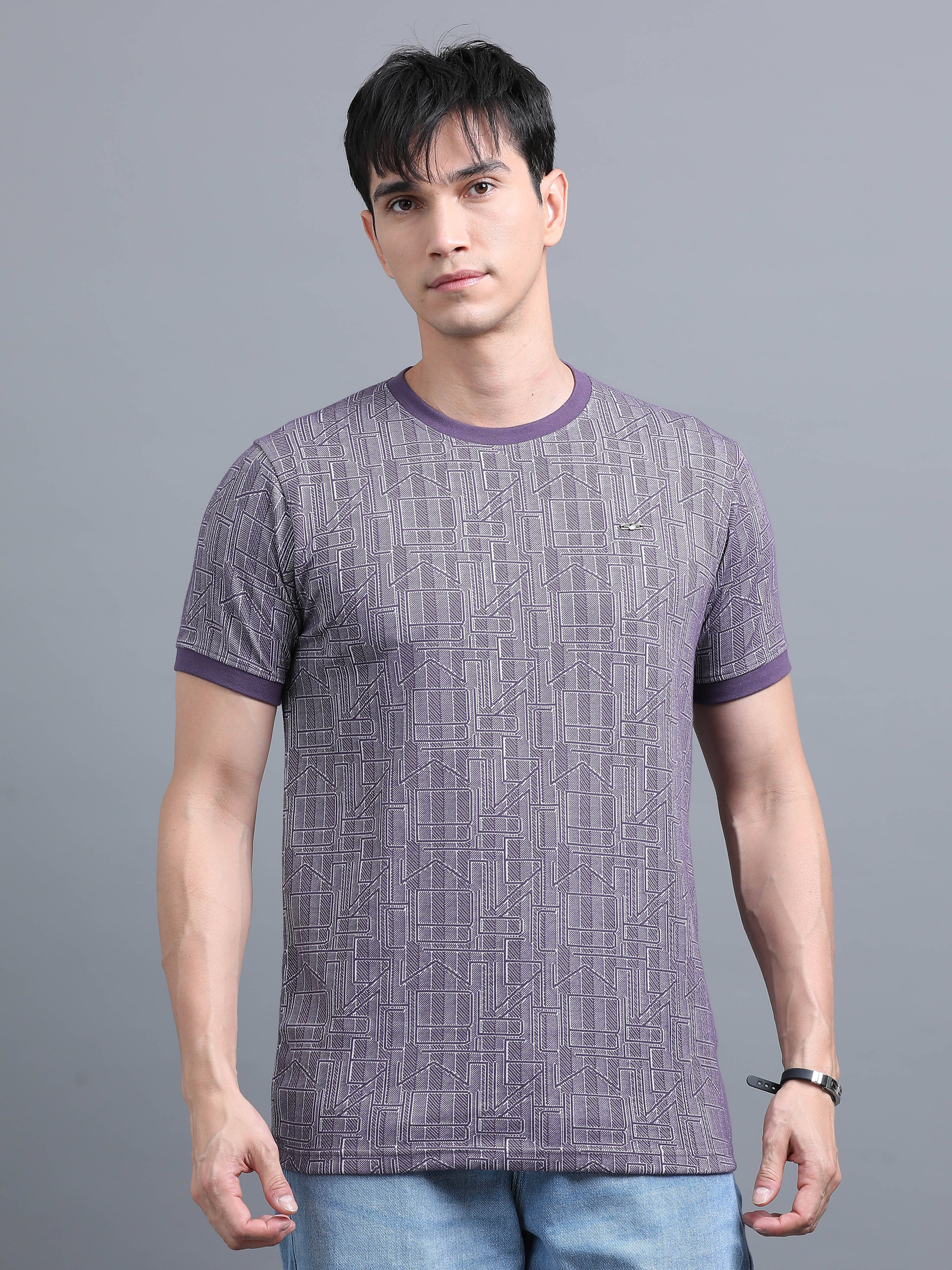 BLUE ARC Polyester Regular Fit Self Design Half Sleeves Men's Round T-Shirt - Purple ( Pack of 1 ) BLUE ARC Polyester Regular Fit Self Design Half Sleeves Men's Round T-Shirt - Purple ( Pack of 1 )